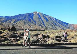 Tourists on the Teide National Park walking routes.